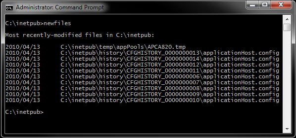 Screen shot of newfiles.exe